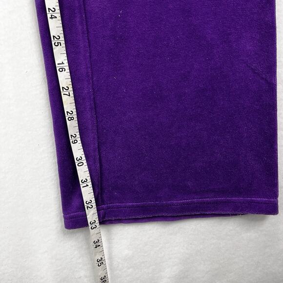 VTG Juicy Couture Purple Velour Track Pant Sz M Ultra LowRise Y2K Rhinestone 00s - Picture 8 of 13
